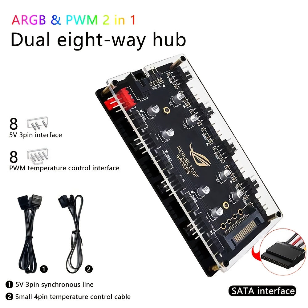 Fan Hub Rgb Controller - Двухпортовый 8-портовый концентратор для вентиляторов ARGB/PWM